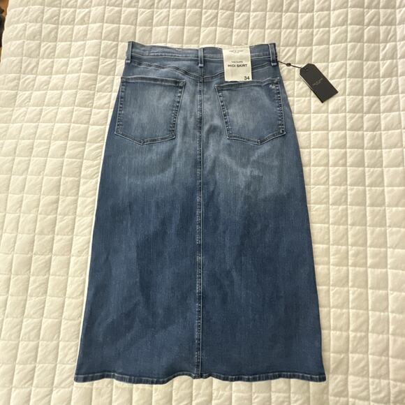 Rag & Bone Skirt Womens 34 Denim Clare Midi Front Slit Medium Wash Casual Boho - Picture 5 of 12